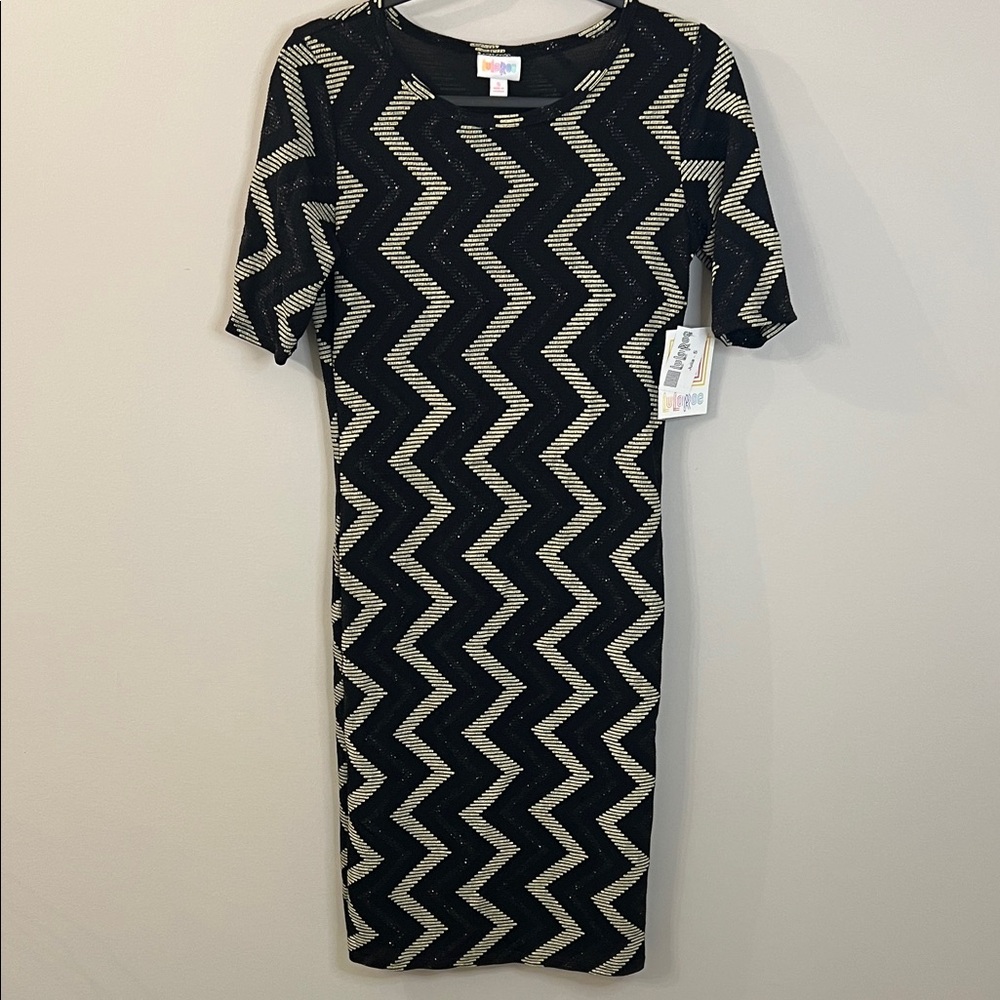 LuLaRoe Black and Cream Midi Dress